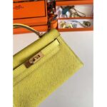 Hermes Women Mini Kelly 20 Bag Epsom Leather Gold Hardware-Yellow – Image 9