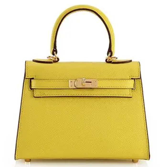 Hermes Women Mini Kelly 20 Bag Epsom Leather Gold Hardware-Yellow