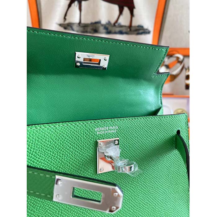 Green Hermès Kelly II mini 20cm handbag