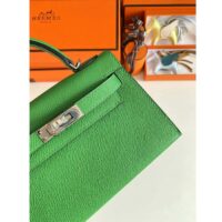 Hermes Women Mini Kelly 20 Bag Epsom Leather Silver Hardware-Bright Green (6)