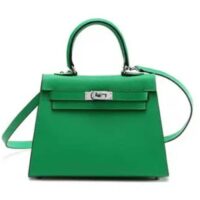 Hermes Women Mini Kelly 20 Bag Epsom Leather Silver Hardware-Bright Green (6)