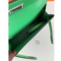 Hermes Women Mini Kelly 20 Bag Epsom Leather Silver Hardware-Bright Green (6)