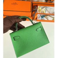 Hermes Women Mini Kelly 20 Bag Epsom Leather Silver Hardware-Bright Green (6)