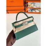 Hermes Women Mini Kelly 20 Bag Epsom Leather Silver Hardware-Green - Image 4