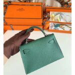 Hermes Women Mini Kelly 20 Bag Epsom Leather Silver Hardware-Green - Image 6