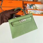 Hermes Women Mini Kelly 20 Bag Epsom Leather Silver Hardware-Light Green - Bild 3