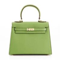 Hermes Women Mini Kelly 20 Bag Epsom Leather Silver Hardware-Light Green