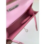 Hermes Women Mini Kelly 20 Bag Epsom Leather Silver Hardware-Light Purple - Imagen 7
