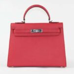 Hermes Women Mini Kelly 20 Bag Epsom Leather Silver Hardware-Rose