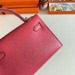 Hermes Women Mini Kelly 20 Bag Epsom Leather Silver Hardware-Rose – Image 10