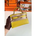 Hermes Women Mini Kelly 20 Bag Suede Leather Gold Hardware-Gold - Image 6
