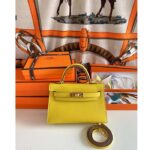 Hermes Women Mini Kelly 20 Bag Suede Leather Gold Hardware-Gold - Image 2