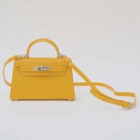 Hermes Women Mini Kelly 20 Bag Suede Leather Gold Hardware-Gold