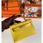 Hermes Women Mini Kelly 20 Bag Suede Leather Gold Hardware-Gold - Image 4