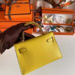 Hermes Women Mini Kelly 20 Bag Suede Leather Gold Hardware-Gold - Image 5