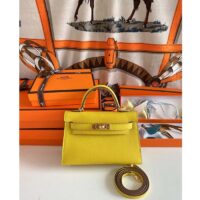 Hermes Women Mini Kelly 20 Bag Suede Leather Gold Hardware-Gold (4)