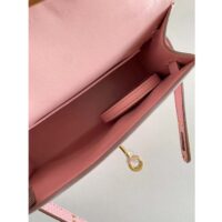 Hermes Women Mini Kelly 20 Bag Suede Leather Gold Hardware-Pink (11)