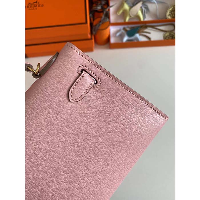 Kelly mini leather handbag Hermès Pink in Leather - 35977066