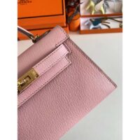 Hermes Women Mini Kelly 20 Bag Suede Leather Gold Hardware-Pink (11)