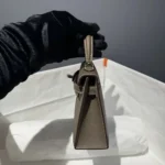 Hermes Women Mini Kelly 20 Bag Suede Leather Silver Hardware-Chocolate