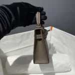 Hermes Women Mini Kelly 20 Bag Suede Leather Silver Hardware-Chocolate