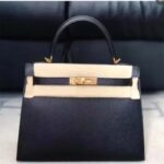 Hermes Women Mini Kelly 20 Bag in Togo Leather with Gold Hardware-Black - Imagen 2