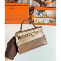 Hermes Women Mini Kelly 20 Bag in Togo Leather with Gold Hardware-Brown (6)