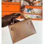 Hermes Women Mini Kelly 20 Bag in Togo Leather with Gold Hardware-Brown - Image 8