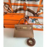 Hermes Women Mini Kelly 20 Bag in Togo Leather with Gold Hardware-Brown - Image 2