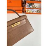 Hermes Women Mini Kelly 20 Bag in Togo Leather with Gold Hardware-Brown - Image 9