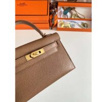 Hermes Women Mini Kelly 20 Bag in Togo Leather with Gold Hardware-Brown (6)