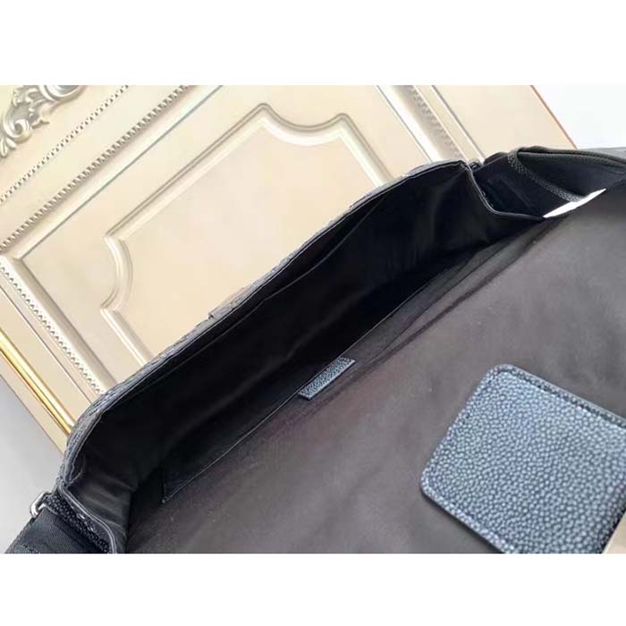 Louis Vuitton LV Unisex Archy Messenger MM Bag Black Charcoal Cowhide Leather (12)