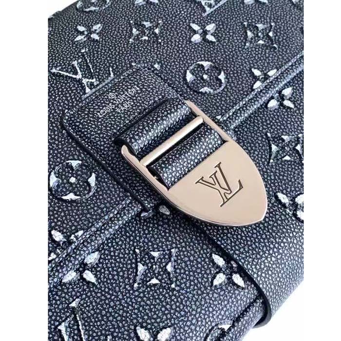 Louis Vuitton LV Unisex Archy Messenger MM Bag Black Charcoal Cowhide Leather (13)