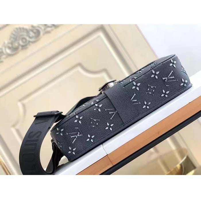 Louis Vuitton LV Unisex Archy Messenger MM Bag Black Charcoal Cowhide Leather (7)