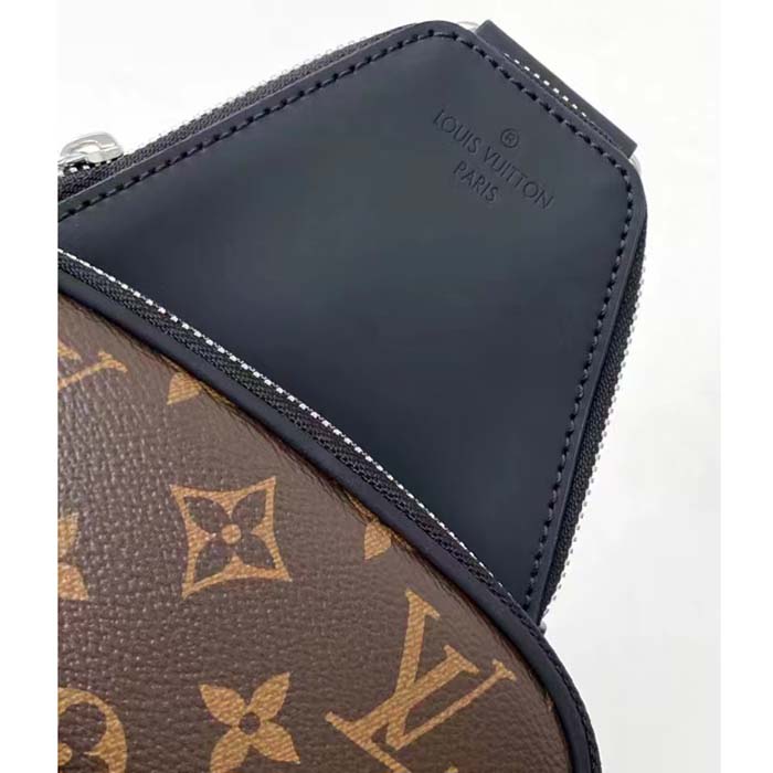 Louis Vuitton LV Unisex Avenue Sling Bag Brown Monogram Macassar Coated Canvas Cowhide (11)