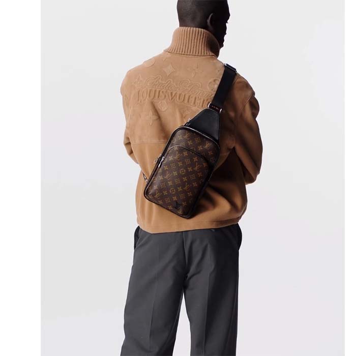 Louis Vuitton Avenue Sling Bag Monogram Macassar Brown in Coated