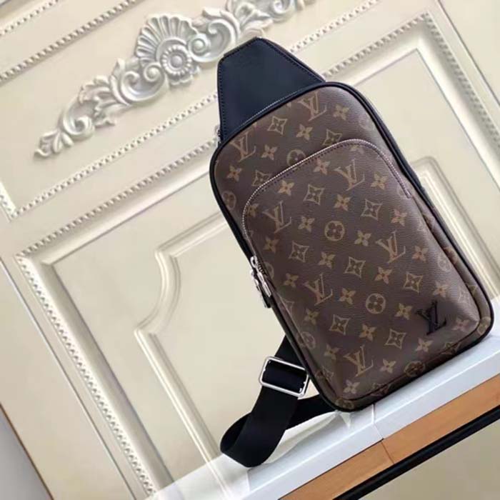 Louis Vuitton Avenue Sling Bag Monogram Macassar Brown in Coated Canvas  with Black-tone - US