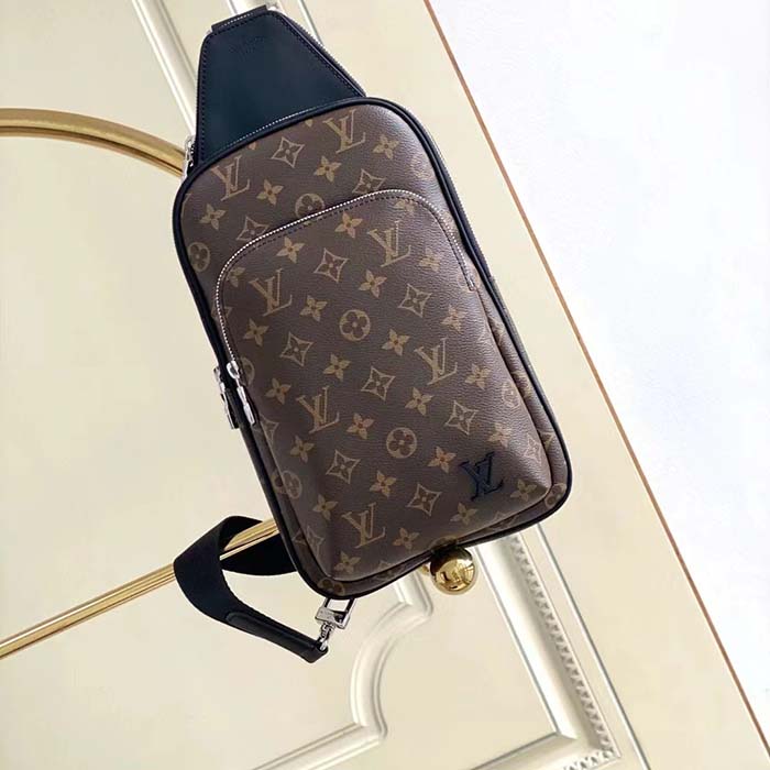 Louis Vuitton LV Unisex Avenue Sling Bag Brown Monogram Macassar Coated Canvas Cowhide (6)