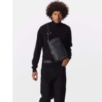 Louis Vuitton LV Unisex Avenue Sling Bag Grey Damier Graphite Coated Canvas Cowhide (10)