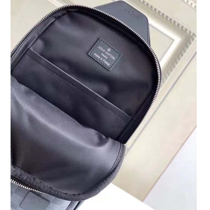 Louis Vuitton LV Unisex Avenue Sling Bag Grey Damier Graphite Coated Canvas Cowhide (8)