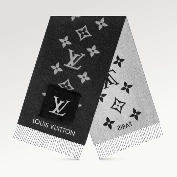 LOUIS VUITTON Mink Fur LV Scarf Black 164317