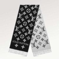 Louis Vuitton LV Unisex Essential Scarf Black Wool Contrasting Monogram Motif Signature (2)