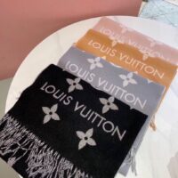 Louis Vuitton LV Unisex Essential Scarf Grey Wool Jacquard Weave Monogram Pattern (10)