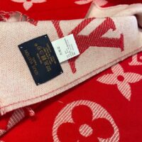 Louis Vuitton LV Unisex Essential Scarf Red Wool Jacquard Weave Monogram Pattern (1)