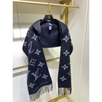 Louis Vuitton LV Unisex Fall For You Hood Scarf Black Wool Cashmere Jacquard Monogram (11)