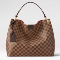 Louis Vuitton LV Unisex Graceful MM Hobo Damier Ebene Coated Canvas Cowhide Leather (1)