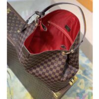 Louis Vuitton LV Unisex Graceful MM Hobo Damier Ebene Coated Canvas Cowhide Leather (1)