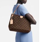 Louis Vuitton LV Unisex Graceful MM Hobo Pivoine Pink Monogram Coated Canvas - Image 10