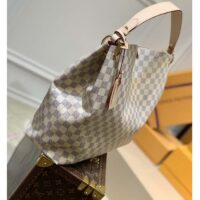 Louis Vuitton LV Unisex Graceful MM Hobo Rose Ballerine Pink Damier Azur Coated Canvas (1)