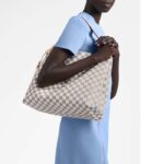 Louis Vuitton LV Unisex Graceful MM Hobo Rose Ballerine Pink Damier Azur Coated Canvas - Image 10